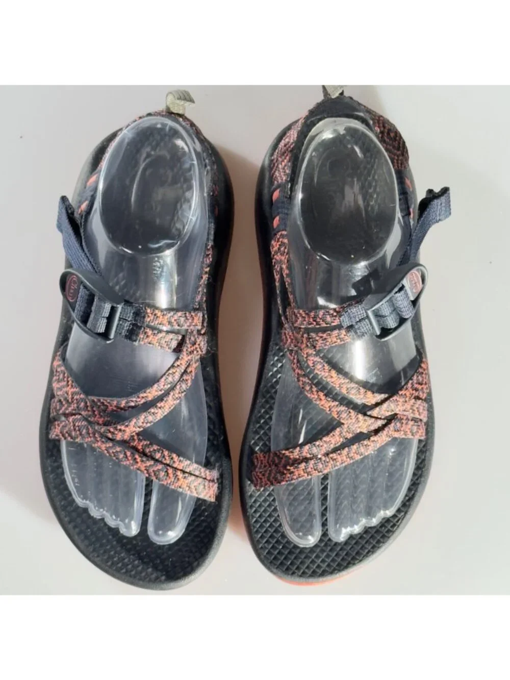 CHACO Adjustable Strap Padded Eclipse Hiking Sandals Black/Orange Size UK5 US 7